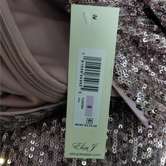 Eliza J Women's Dress Size 6 Pink Sequin Balloon Sleeve Cocktail Party Wedding - Picture 10 of 11